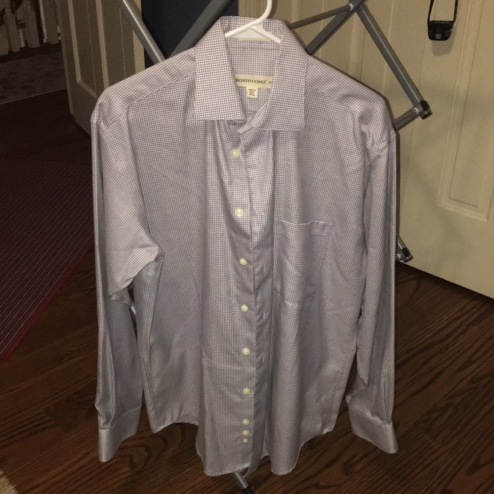 Pronto-Uomo Men’s Medium Dress Shirt, Blue